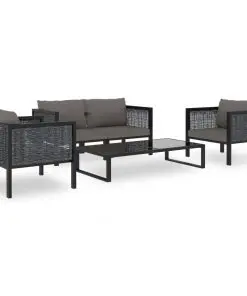 vidaXL 5 Piece Garden Lounge Set with Cushions Poly Rattan Anthracite