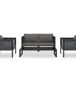 vidaXL 5 Piece Garden Lounge Set with Cushions Poly Rattan Anthracite