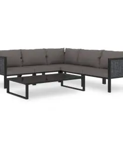 vidaXL 6 Piece Garden Lounge Set with Cushions Poly Rattan Anthracite