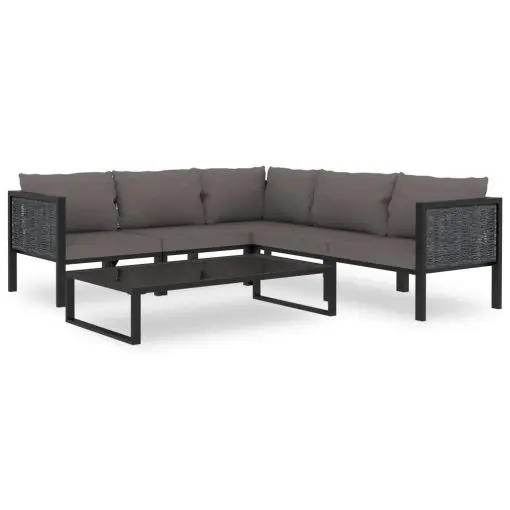 vidaXL 6 Piece Garden Lounge Set with Cushions Poly Rattan Anthracite