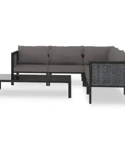 vidaXL 6 Piece Garden Lounge Set with Cushions Poly Rattan Anthracite