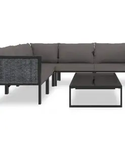 vidaXL 6 Piece Garden Lounge Set with Cushions Poly Rattan Anthracite
