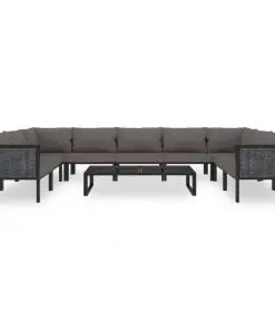 vidaXL 10 Piece Garden Lounge Set with Cushions Poly Rattan Anthracite