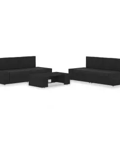 vidaXL 5 Piece Garden Lounge Set Poly Rattan Black