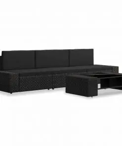 vidaXL 4 Piece Garden Lounge Set Poly Rattan Black