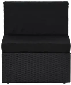 vidaXL 7 Piece Garden Lounge Set Poly Rattan Black