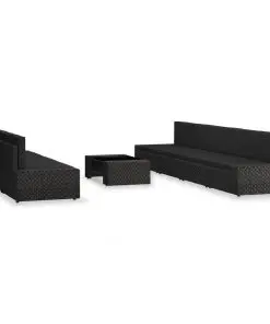 vidaXL 8 Piece Garden Lounge Set Poly Rattan Black
