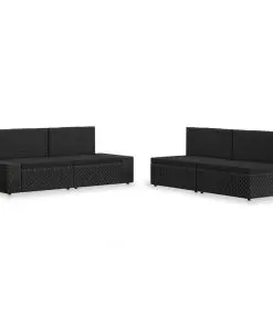 vidaXL 4 Piece Garden Lounge Set Poly Rattan Black