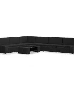 vidaXL 7 Piece Garden Lounge Set Poly Rattan Black