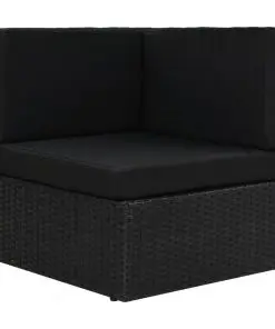 vidaXL 7 Piece Garden Lounge Set Poly Rattan Black