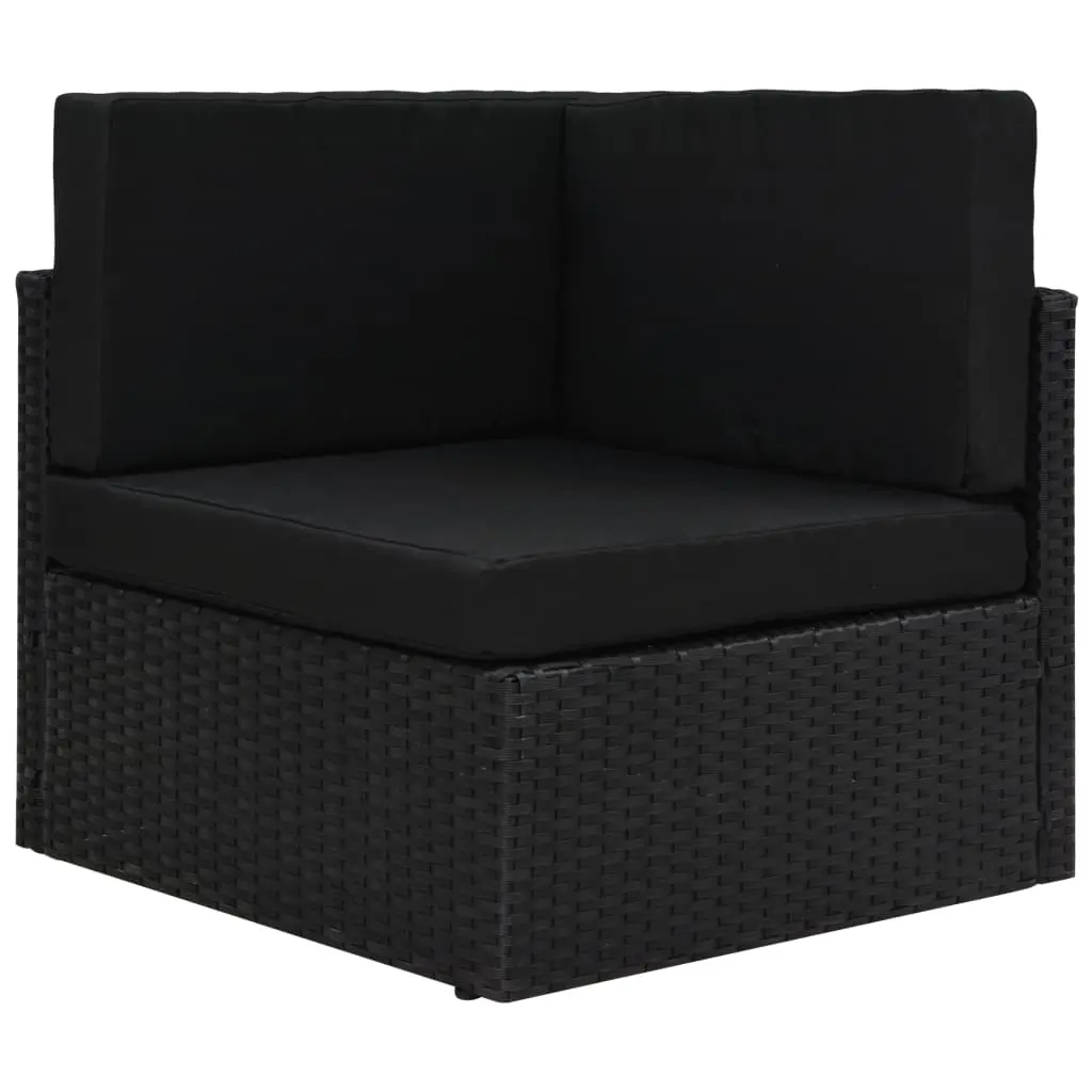vidaXL 7 Piece Garden Lounge Set Poly Rattan Black