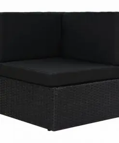 vidaXL 9 Piece Garden Lounge Set Poly Rattan Black