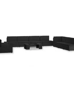 vidaXL 10 Piece Garden Lounge Set Poly Rattan Black