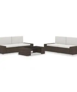 vidaXL 5 Piece Garden Lounge Set Poly Rattan Brown