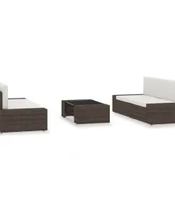 vidaXL 5 Piece Garden Lounge Set Poly Rattan Brown