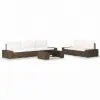 vidaXL 6 Piece Garden Lounge Set Poly Rattan Brown
