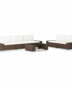 vidaXL 6 Piece Garden Lounge Set Poly Rattan Brown