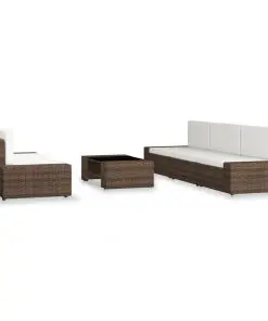 vidaXL 6 Piece Garden Lounge Set Poly Rattan Brown
