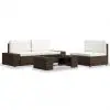 vidaXL 4 Piece Garden Lounge Set Poly Rattan Brown