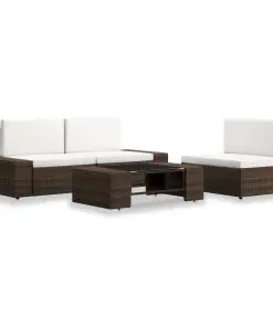 vidaXL 4 Piece Garden Lounge Set Poly Rattan Brown