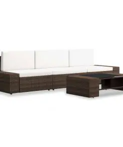 vidaXL 4 Piece Garden Lounge Set Poly Rattan Brown