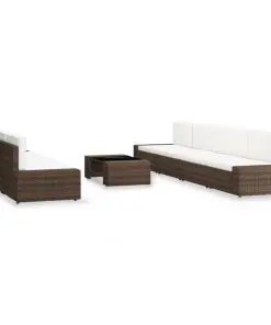 vidaXL 8 Piece Garden Lounge Set Poly Rattan Brown