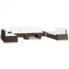 vidaXL 8 Piece Garden Lounge Set Poly Rattan Brown