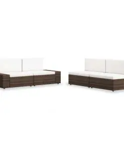 vidaXL 4 Piece Garden Lounge Set Poly Rattan Brown