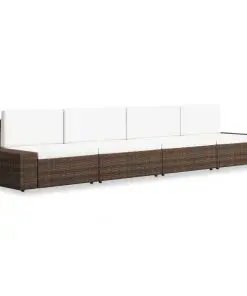 vidaXL 4 Piece Garden Lounge Set Poly Rattan Brown