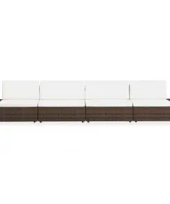 vidaXL 4 Piece Garden Lounge Set Poly Rattan Brown