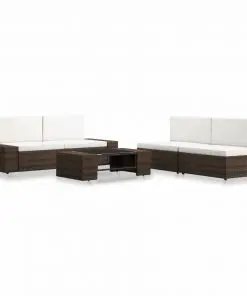 vidaXL 5 Piece Garden Lounge Set Poly Rattan Brown