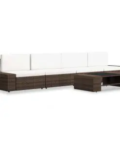 vidaXL 5 Piece Garden Lounge Set Poly Rattan Brown