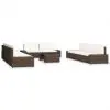vidaXL 10 Piece Garden Lounge Set Poly Rattan Brown