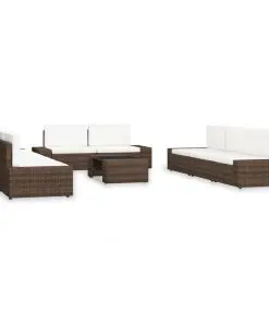 vidaXL 10 Piece Garden Lounge Set Poly Rattan Brown