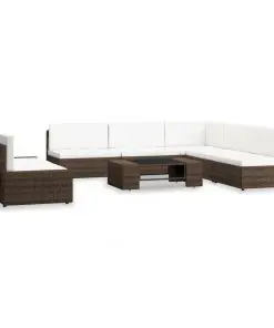 vidaXL 7 Piece Garden Lounge Set Poly Rattan Brown