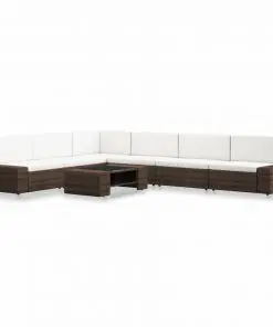 vidaXL 7 Piece Garden Lounge Set Poly Rattan Brown