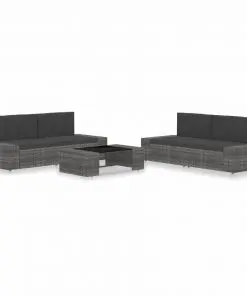 vidaXL 5 Piece Garden Lounge Set Poly Rattan Grey