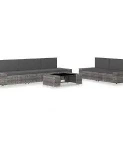 vidaXL 6 Piece Garden Lounge Set Poly Rattan Grey