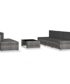 vidaXL 6 Piece Garden Lounge Set Poly Rattan Grey