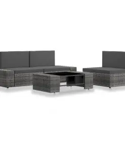 vidaXL 4 Piece Garden Lounge Set Poly Rattan Grey