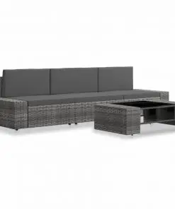 vidaXL 4 Piece Garden Lounge Set Poly Rattan Grey