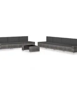 vidaXL 8 Piece Garden Lounge Set Poly Rattan Grey