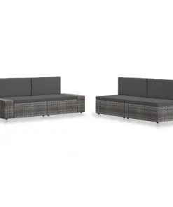 vidaXL 4 Piece Garden Lounge Set Poly Rattan Grey