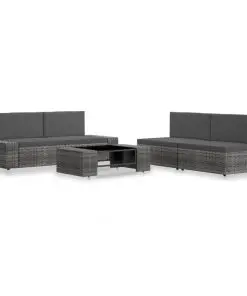 vidaXL 5 Piece Garden Lounge Set Poly Rattan Grey