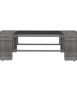 vidaXL 10 Piece Garden Lounge Set Poly Rattan Grey