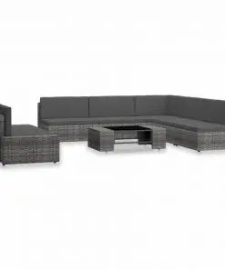vidaXL 7 Piece Garden Lounge Set Poly Rattan Grey
