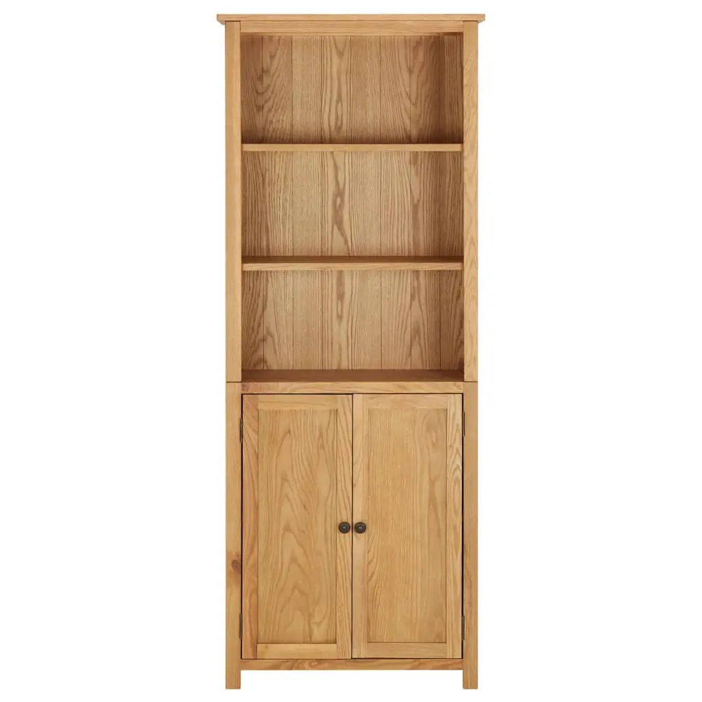 vidaXL Bookcase with 2 Doors 90x30x200 cm Solid Oak Wood