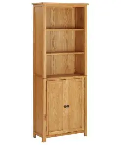 vidaXL Bookcase with 2 Doors 70x30x180 cm Solid Oak Wood