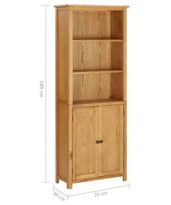 vidaXL Bookcase with 2 Doors 70x30x180 cm Solid Oak Wood