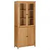 vidaXL Bookcase with 4 Doors 90x35x200 cm Solid Oak Wood and Glass vidaXL Bookcase with 4 Doors 90x35x200 cm Solid Oak Wood and Glass